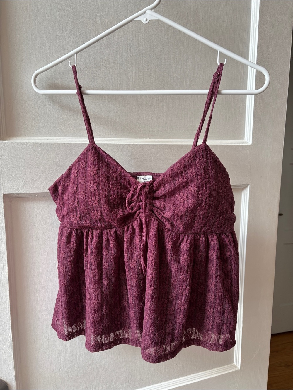 No Boundaries Plum Lace Tie-Front Camisole